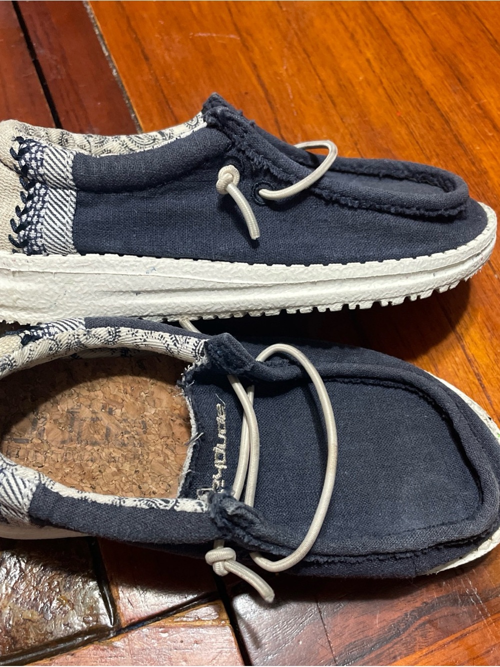 Hey Dude Kids Navy and White Slip-On Sneakers